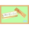 Doppeltes 6 hohes hellschwarzes Domino-Set mit Holzkiste